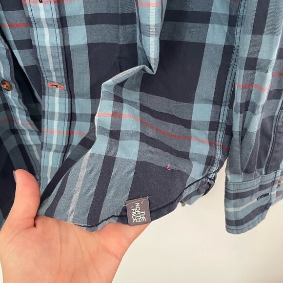 The North Face Shirt Mens Blue Plaid Long Sleeve Button Up Casual Size Small - Picture 3 of 9